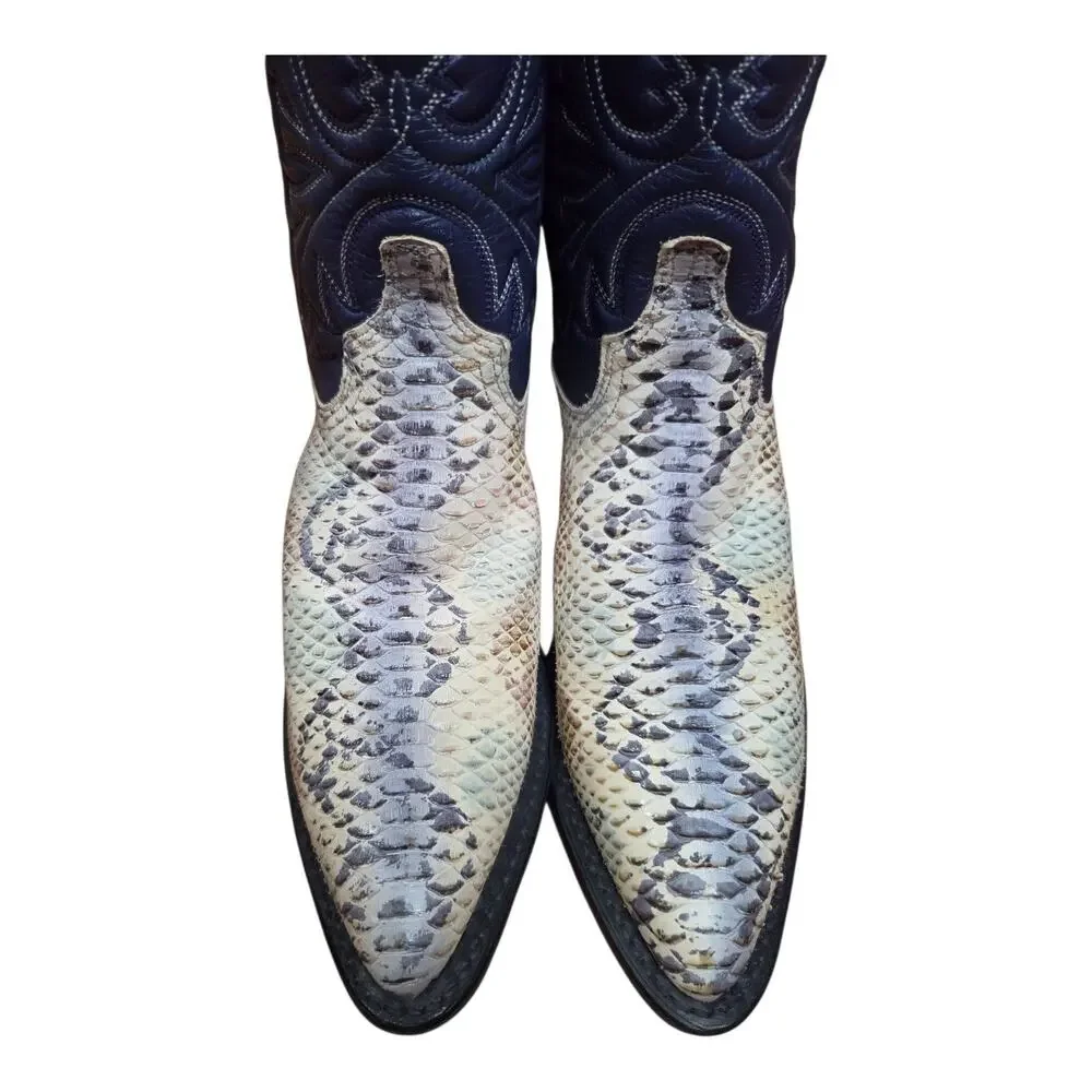 NEW Abilene Navy Blue & Faux Snakeskin Vamp, Sz 7